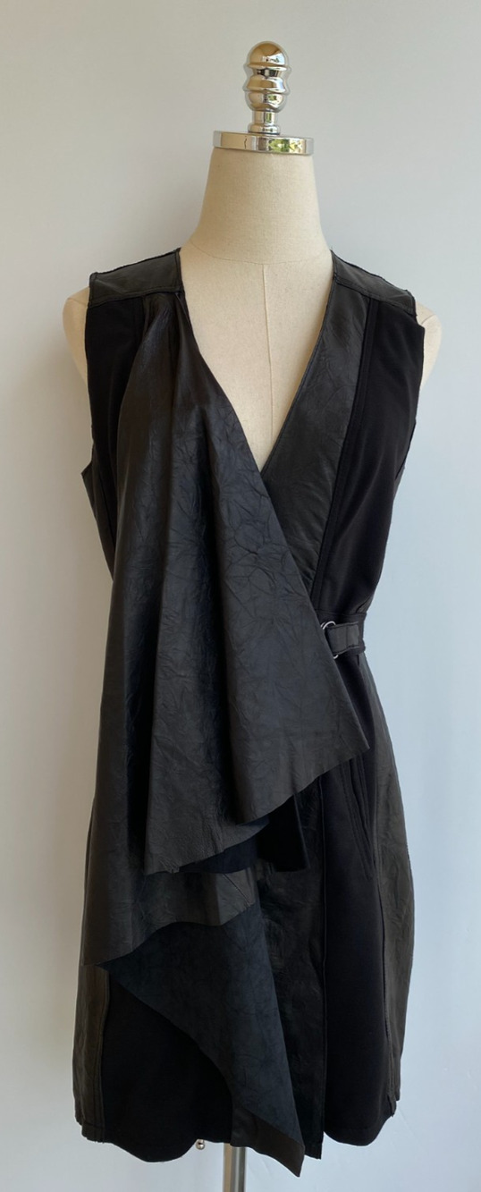 NWT Catherine Malandrino 100% Leather Bat Wrap Dress Size 8